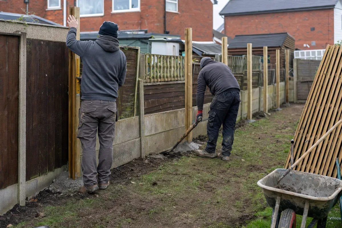 Fence installation work at a Manchester property